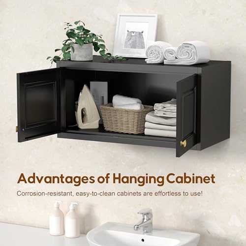 UNICOLY 15" Wall Mounted Storage Cabinet, Small Armoire Wardrobe Closet, Small Hanging Cabinet for Bedroom School, Employee, Gym, Armarios De Ropa para Dormitorio, Assembly Required, Black - color: Black, size: 15"H-Square J