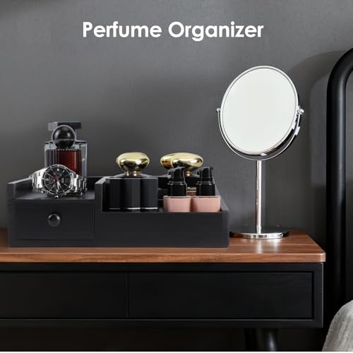 Cologne Organizer For Men,Perfume Organizer,Bathroom Organizers,Bathroom Counter,Perfume Stand,Cologne Stand,Cologne Tray,Dresser Top Organizers,Mens Room Decor,Gifts for Men - color: Black