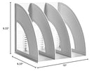 SAYEEC Magazine File Holders 3 Compartment Binder Stand Gray Magazine Storage Folder Desktop File Bookshelf Organizer Office Book Holder Rack for Office Home School - color: 3 Compartments - Gray