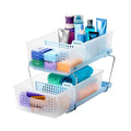 madesmart Two-Tier Bathroom Cabinet Organizer, Sliding Drawer Storage for Bottles, Sponges & Cleaning Supplies, Blue - color: Blue