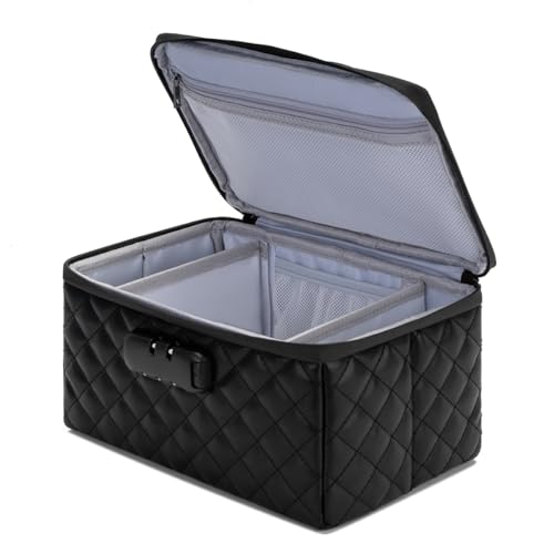 KaAutoler Portable makeup box with Lock, Large Capacity Travel Makeup Case Organizer, Makeup Bags for Girls Traveling With Handle and Divider Makeup Bag (Black) - color: Black