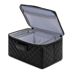 KaAutoler Portable makeup box with Lock, Large Capacity Travel Makeup Case Organizer, Makeup Bags for Girls Traveling With Handle and Divider Makeup Bag (Black) - color: Black
