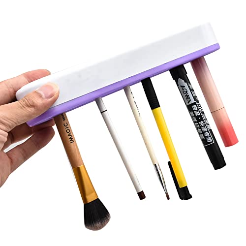 2 PCS Multi-Purpose Cosmetic Storage Box, Desktop Organizers Silicone Make Up Brush Storage Stand, Desktop Storage Box for Eyeliner Pencil, Art Supplies, Painting Brush (Purple) - color: Purple