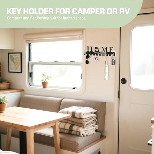 Key Holder Wall Mount, Metal Adhesive Key Hanger with 10 Hooks, 2 Installation Methods, Black - style: 10 Hooks