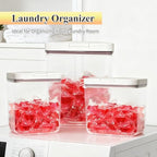Gute Sealed Auto Pop-Up Laundry Pod Holder with Lid, 3-Piece Laundry & Dishwasher Pod Container Set for Laundry Room Organization (67oz, 94oz, 186oz Capacity) - color: 10.3L