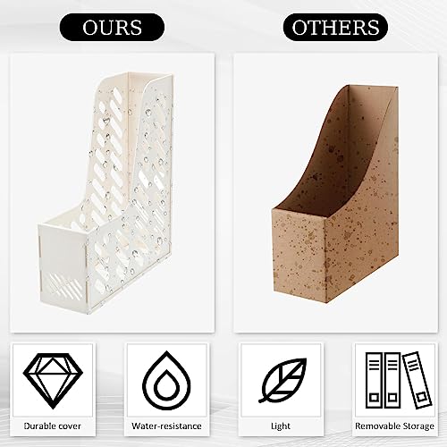 Glenmal 12 Pack Magazine Organizers Binder Organizer for Desk Plastic Vertical File Holder Magazine Racks Desk Accessories for Office, Home, or School (White) - color: White