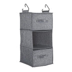 Household Essentials 3 Shelf Hanging Closet Organizer, Hanging Shelf with Hooks, Poly Linen and PEVA Shelving - color: Graphite