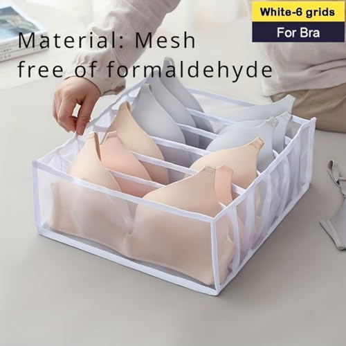 2 Pcs Underwear Drawer Organizer, Foldable Underwear Storage Divider Boxes 6 Cell Closet Clothing Organizers for Bras Panties Ties Socks Scarves Clothes-Gray - color: Gray