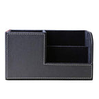 KINGFOM Desk Organizer Office Supplies Caddy Pu Leather Multi-function Storage Box Pen/Pencil,Cell phone, Business Name Cards Remote Control Holder Black - color: S-black
