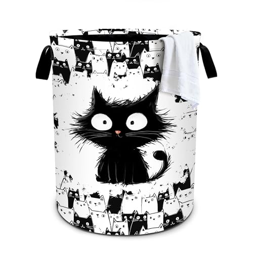 Cat Laundry Basket Storage Bin Foldable Laundry Hamper Clothes Storage Bucket Organizer 19.6x15.7 Inch For Laundry Room/Bedroom/Bathroom - color: Cat