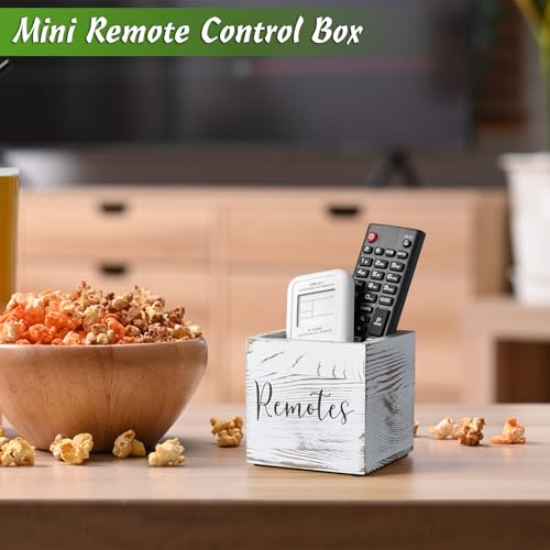 DRASTAR Remote Control Holder, Wood TV Remote Holder, Remote Storage Caddy, Remote Control Organizer (Retro White, 1 Slot) - color: Retro White, size: 1 Slot