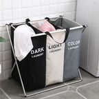 TEEM 3-Section Laundry Basket Organizer, Foldable Hamper with Dividers, 150L Large Capacity, Waterproof 600D Oxford Fabric, Freestanding Lightweight Clothes Sorter Bedroom, Dorm, Bathroom (24x15x26in)