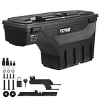 VEVOR Truck Bed Storage Box, Compatible with 2015-2020 Ford F150 R, Waterproof ABS Wheel Well Tool Box with Lockable Lid and Password Padlock, 6.6 Gal/25 L Truck Bed Toolbox, Passenger Side, Black - size: Passenger Side, style: F150