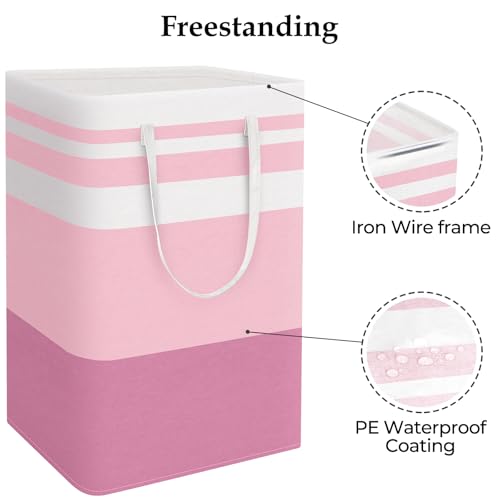 StorageRight Large Collapsible Laundry Basket Hamper with Easy Carry Handles，Freestanding Clothes Hampers for Laundry, Bedroom, Dorm, Towels, Toys, 75L, Pink - color: Pink, size: 75L