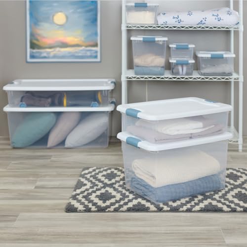 Sterilite 12-Pack Latching Box, Under Bed Storage Bins with Lids, Clear Plastic, 25 Quart - Heavy-Duty Organizing Containers for Closet, Bathroom, and Office - size: 25 Quart, style: 12 Pack