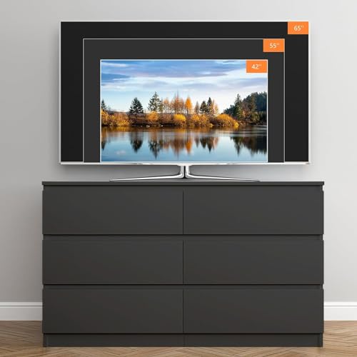 Spaco Black Dresser for Bedroom,Modern 6 Drawer Dresser with Deep Drawer,Wide Storage Chest of Drawers,Bedroom Storage Organizer Furniture,TV Stand for Living Room - color: Black, size: 6 Drawers