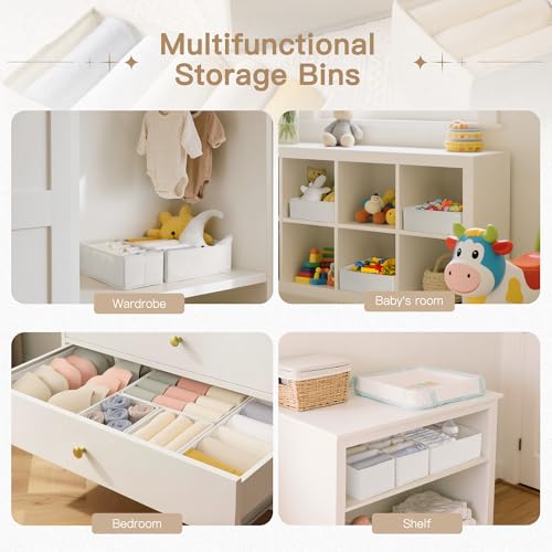 Criusia Drawer Organizer Clothes, 24 Pack Dresser Organizer for Baby Clothes, Underwear, Sock- Foldable Closet Organization and Storage Dividers Bins for Nursery, Bedroom and Dorm (White) - color: White, size: 24PACK