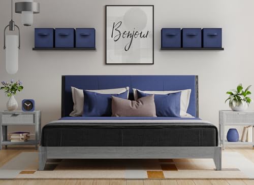 Sorbus Fabric Storage Cubes - 6 Foldable Storage Bins for Organizing Pantry, Cubbies, Toy Box - Clothes Storage & Closet Organizer - 13 Inch Collapsible Cube Baskets for Shelves with Handle - color: Navy Blue, size: 13 Inch
