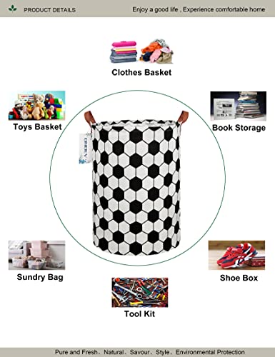 Round Fabric Storage Bin,Decorative Basket,Organizer Basket with Handles,for Clothes Storage,books & sundries (Hexagon Football), 19.7inch(H)x15.7inch(D) - color: Hexagon Football