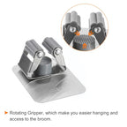 uxcell 2pcs Mop Broom Holder Wall Mount, 304 Stainless Steel Mop Holder Self Adhesive Broom Hanger with Screws, Suitable for Bathroom, Laundry Room, Grey - color: Grey