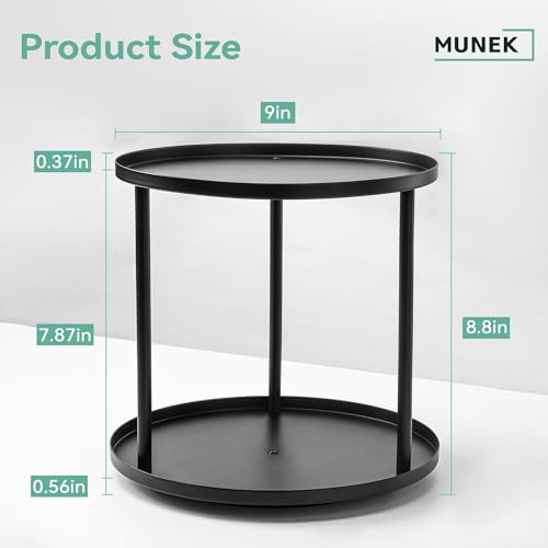 MUNEK 9" Lazy Susan Organizer,2 Tier Rotating Spice Rack Organization,Metal Lazy Susan for Table Top,Pantry, Bathroom, Vanity, Black - size: 2 Tier