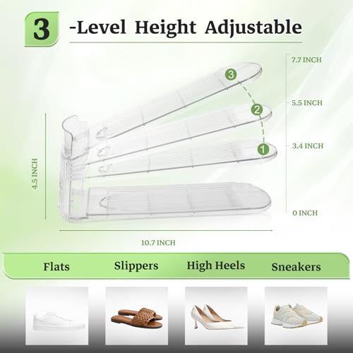 Shoe Slots Organizer for Closet,20 Pack 3 Levels Adjustable Shoe Stackers for A Pair of Shoes Rack Holders for Closet Organization Space Savers Organizador de Zapatos - size: 20 Pack