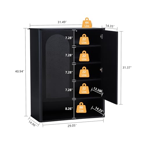Shoe Cabinet, 5 Tier Wooden Shoe Storage Organizer Cabinet with Adjustable Shelves, Shoes Rack Accent Cabinet for Entryway Hallway Living Room, Black - color: Black