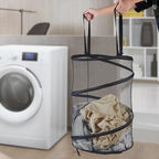 Seiritex Mesh Popup Laundry Hamper 115L Foldable Laundry Basket Extra Large Capacity Collapsible Clothing Storage Basket with Handles 26 H x 18 W x 18 L (Black) - color: Black