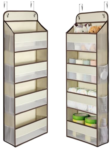 Yecaye Hanging Over the Door Organizer 1 Pack, 35.2lbs Load Toy Stuffed Animal Storage, Swing-proof Bathroom Organizers and Storage for Nursery Newborn Baby Essential Stuff Beige - color: Beige, size: 4 Tier