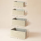 Storage Baskets Set 4 - Stackable Woven Basket Paper Rope Bin, Storage Boxes for Makeup Closet Bathroom Bedroom (Beige) - color: Beige