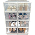 OnDisplay Clik Stackable Interlocking Shoe Box System (Medium Clear/White, Set of 8) - color: Medium Clear/White, size: Set of 8
