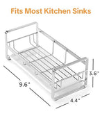 HULISEN Large Sponge Holder, 304 Stainless Steel Kitchen Soap Dispenser Caddy Organizer, Countertop Soap Dish Rack Drainer with Removable Drain Tray, not Including Dispenser and Brush, Silver - color: Silver, size: Large