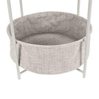 Amazon Basics Round Storage End Table, Nightstand with Cloth Basket, Bedside Table, White/Heather Gray, 17.7" L x 17.7" W x 18.9" H - color: White