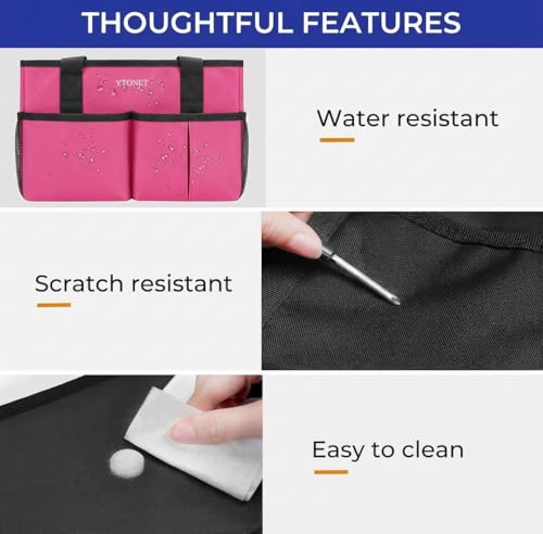 Ytonet Cleaning Caddy, Water Resistant Cleaning Supplies Organizer with Handle & Foldable Divider for Cleaners, Housekeeping Tote for Kitchen & Bathroom, Car Tool Caddy Organizer Bag, Rosered - size: Medium