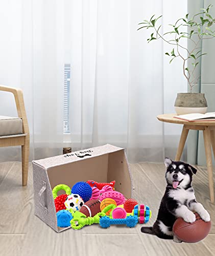 Morezi Dog Toy Box: Storage Basket for Organizing Pet Toys, Blankets & Accessories in Living Room, Playroom, Closet or Shelf - Snow Brown - color: Dog Snow Brown