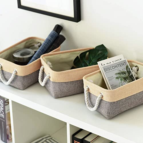 TheWarmHome Storage Bins for Organizing,Sturdy Storage Basket, Decorative Foldable Storage Baskets for Shelves Closet Toy (Gold&Grey Medium - 3 Pack 13.8L×9.8W×6.7H inch) - color: Gold&Grey, size: 3PCS/Medium -13.8Lx9.8Wx6.7H