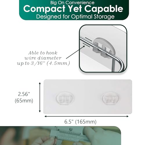 Shower Caddy Adhesive Replacement Stickers Sticker Shelf Basket Strips Suction Hooks Large Strong Hook for Bathroom Storage Corner Transparent Shelves Wall Mount 2 Hooks 6 1/2" - color: Transparent 2 Hooks 6 1/2", size: Wire Hook