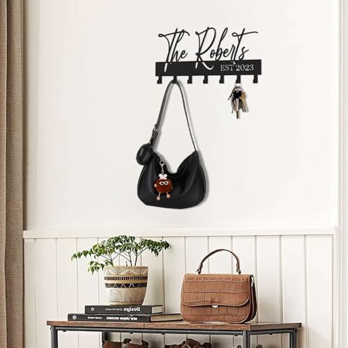 Customized Meaningful Phrase Key Hooks for Wall Decoration,Delicate Fashion Black Metal Key Holder Wall Mount,Modern Key Hanger for Hallway,Entryway,Office - color: Customized Phrase Key Hooks