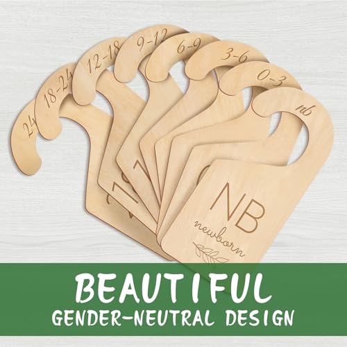 Wooden Baby Closet Dividers - 8 Pcs Double-Sided Design for Newborn Nursery Room Wardrobe Storage by Months Size - Perfect Toddler Clothes Organizer (Olive-1) - color: Olive-1