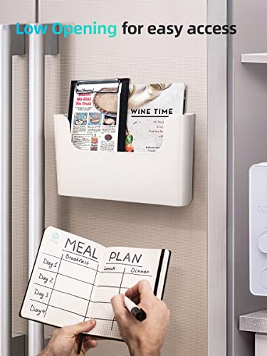 Hanging Wall Mount File Organizer Holder No Drilling Door Office Mail Supplies Storage Magazine Envelope Planner Wall Single Pocket Plastic (Off White)