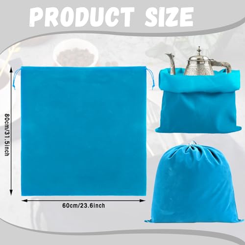 Ferraycle Silver Storage Bags Oversized 24 x 32 Inch Zipper Anti Tarnish Cloth Bag for Silver Storage, Tray, Jewelry, Flatware, Vase, Polishing,Tarnish Cleaning(Blue) - color: Blue