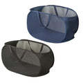 2 Piece Popup Mesh Laundry Basket Durable Handles Collapsible Laundry Baskets Folding Clothes Pastic Hamper for Laundry Room College Dorm (Black/Navy Blue) - color: Black/Navy Blue