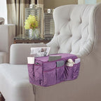uxcell 2 Pcs Recliner Armchair Caddy, Couch Armrest Organizer with 14 Pockets for Bedside Sofa Remote Control Holder Magazine Phone Book Glasses (Purple, 20" x 7" x 9") - color: Purple