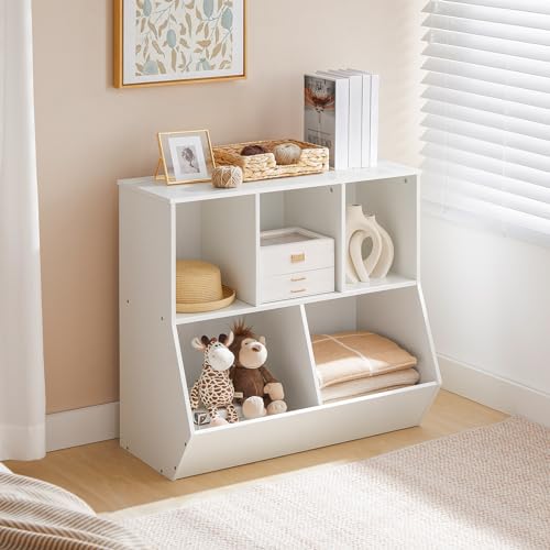 HOOBRO Kids Bookshelf, Bookcase Footboard, 31.5" L Toy Storage Cubby, Children's Toy Shelf, Toy Storage Cabinet, Fit for Children's Room, Playroom, Hallway, Kindergarten, White WT328CW01 - color: White, size: 31.5"L x 11.8"W x 29.5"H