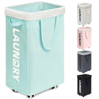 Goodpick Rolling Laundry Basket with Wheels,75L Large Collapsible Laundry Hamper with Removable Wash Bag Space for living room, Blue - color: Blue 1-Pack