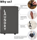 92L Extra Large Laundry Hamper with Leather Handle,Standable Laundry Basket with Wheels Laundry Hamper on Wheels,Large Hamper,Rolling Laundry Basket Grey - color: Grey/XXL, size: Super Large 27.5"