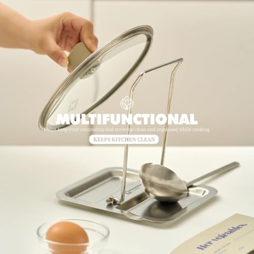 WAGENSTEIGER Foldable Stainless Steel Pot Lid Rest, Ladle Holder, Multifunctional Kitchen Organizer Stand, Easy Storage, Dishcloth Rack, Pan Lid Holder, Cooking Utensil Holder Organizer