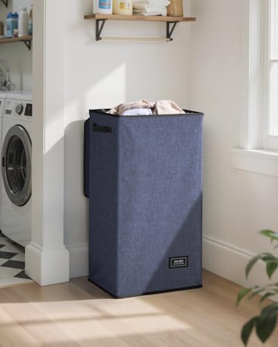 SOLEDI Laundry Hamper with Lid 100L Large & Tall Collapsible Laundry Basket, Clothes Hamper with Bag Removable Easy to Carry, Dirty Hampers for Bedroom, Bathroom, Dorm, College, Navy Blue - color: Navy Blue, size: 100L