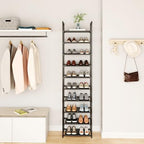 10-Tier Tall Shoe Rack for Closet, Entryway, Adjustable Sturdy Durable Shoe Shelf,Narrow Shoe Stand Organizer (18" W×10" D×72.8" H,Black) - size: 10-Tier-Black(18" W×10" D×72.8" H)