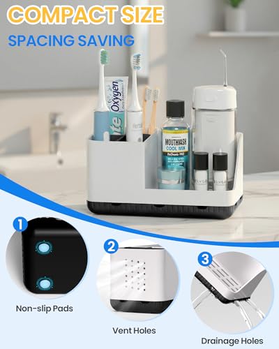 Toothbrush Holders for Bathroom Counter - Detachable Bathroom Organizer and Storage Electric Toothbrush and Toothpaste Holder, Bathroom Decor Accessories for Countertop, Shower, Sink - color: Whiteblack